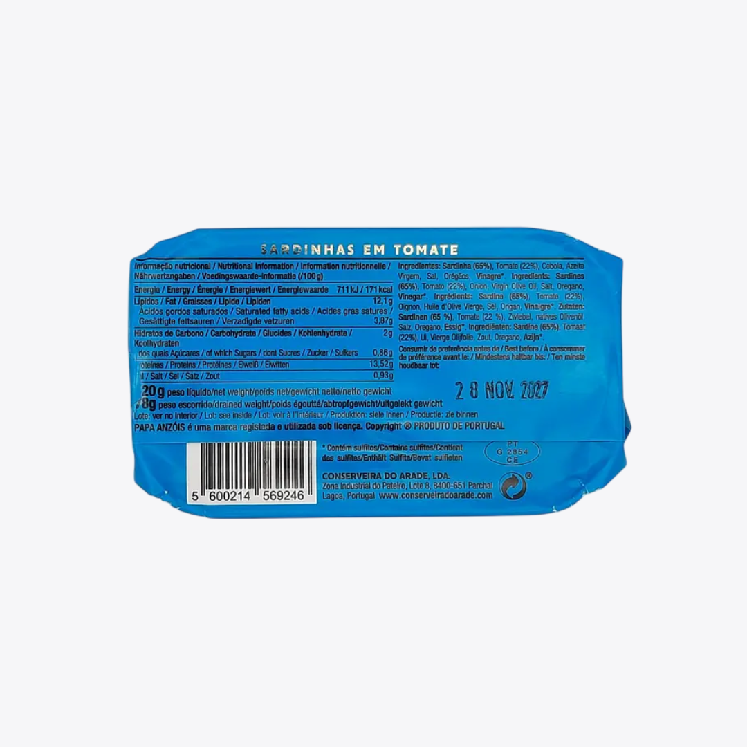 Conserves de sardines à la tomate Papa Anzóis 120g