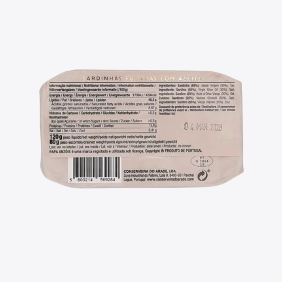 Conserves de Sardines Fumées à l'Huile Papa Anzóis 120g